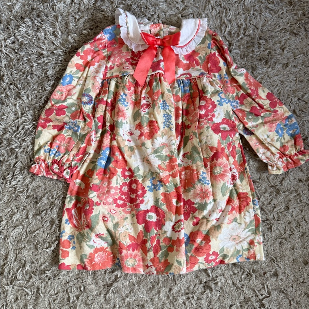 Vintage Mothercare Floral Fabric with Red and Blue Accents